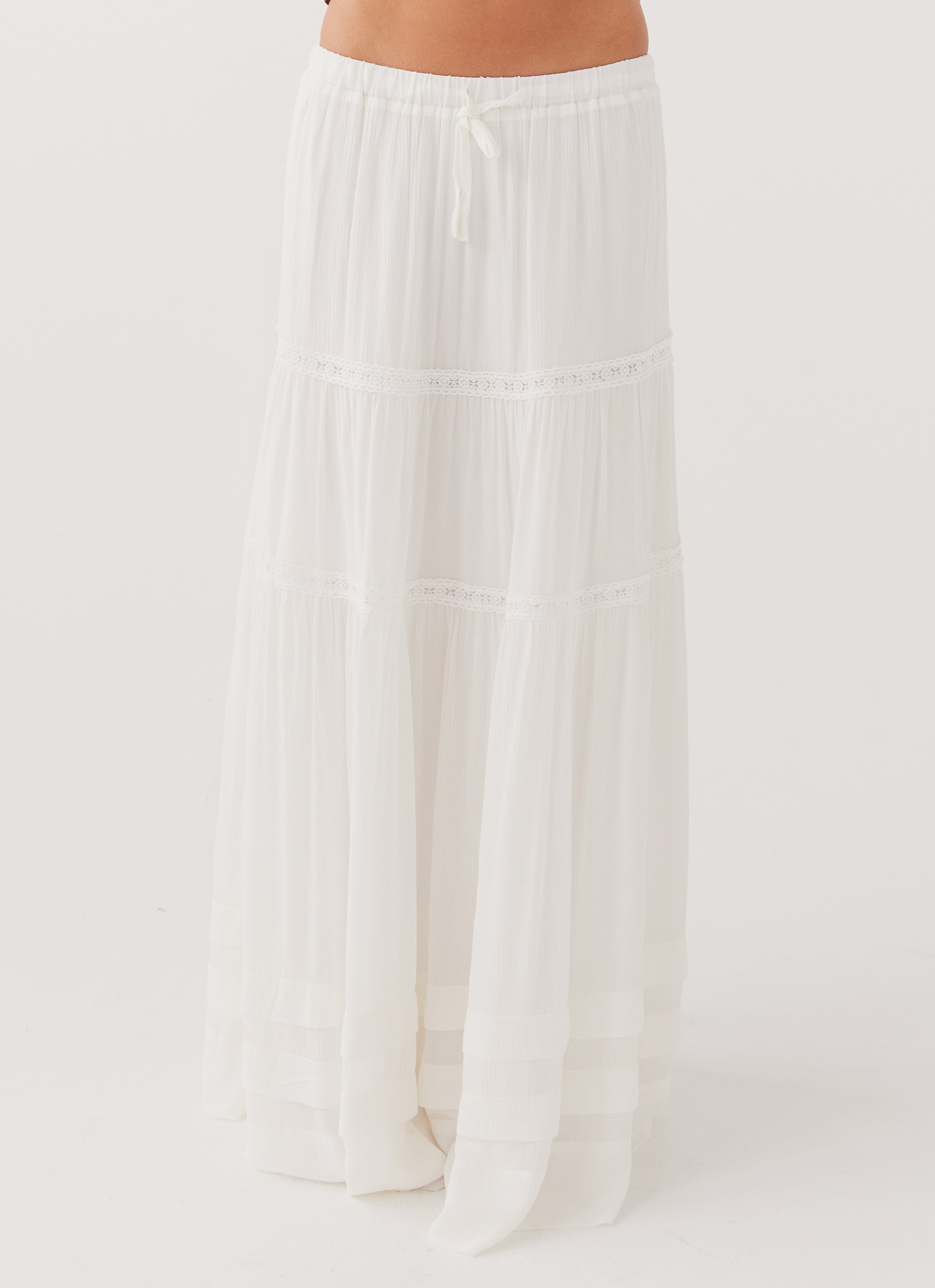 Alternative view of Moonstone Tiered Maxi Skirt - White