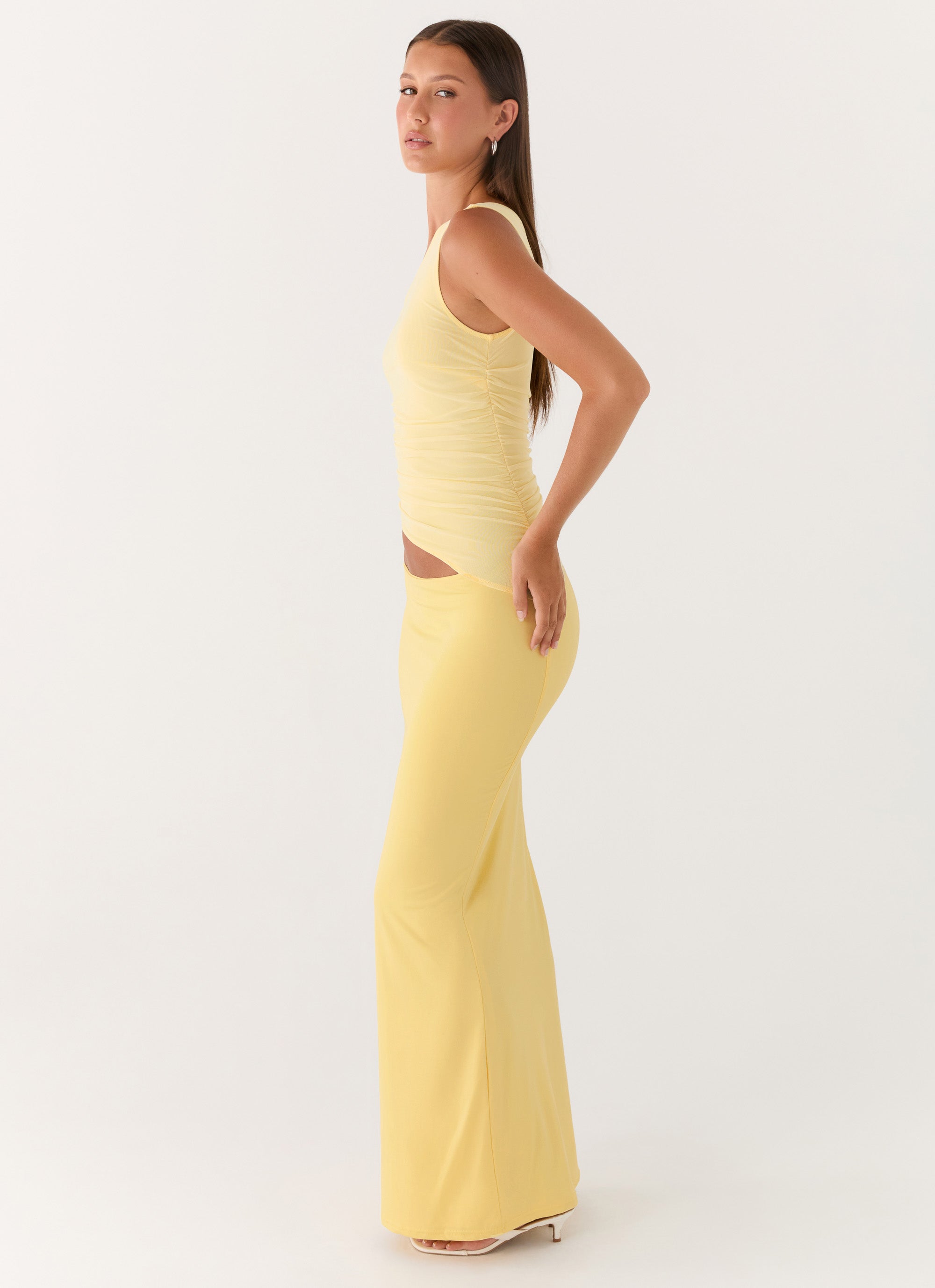 Seranella One Shoulder Maxi Dress - Lemon - Image 3