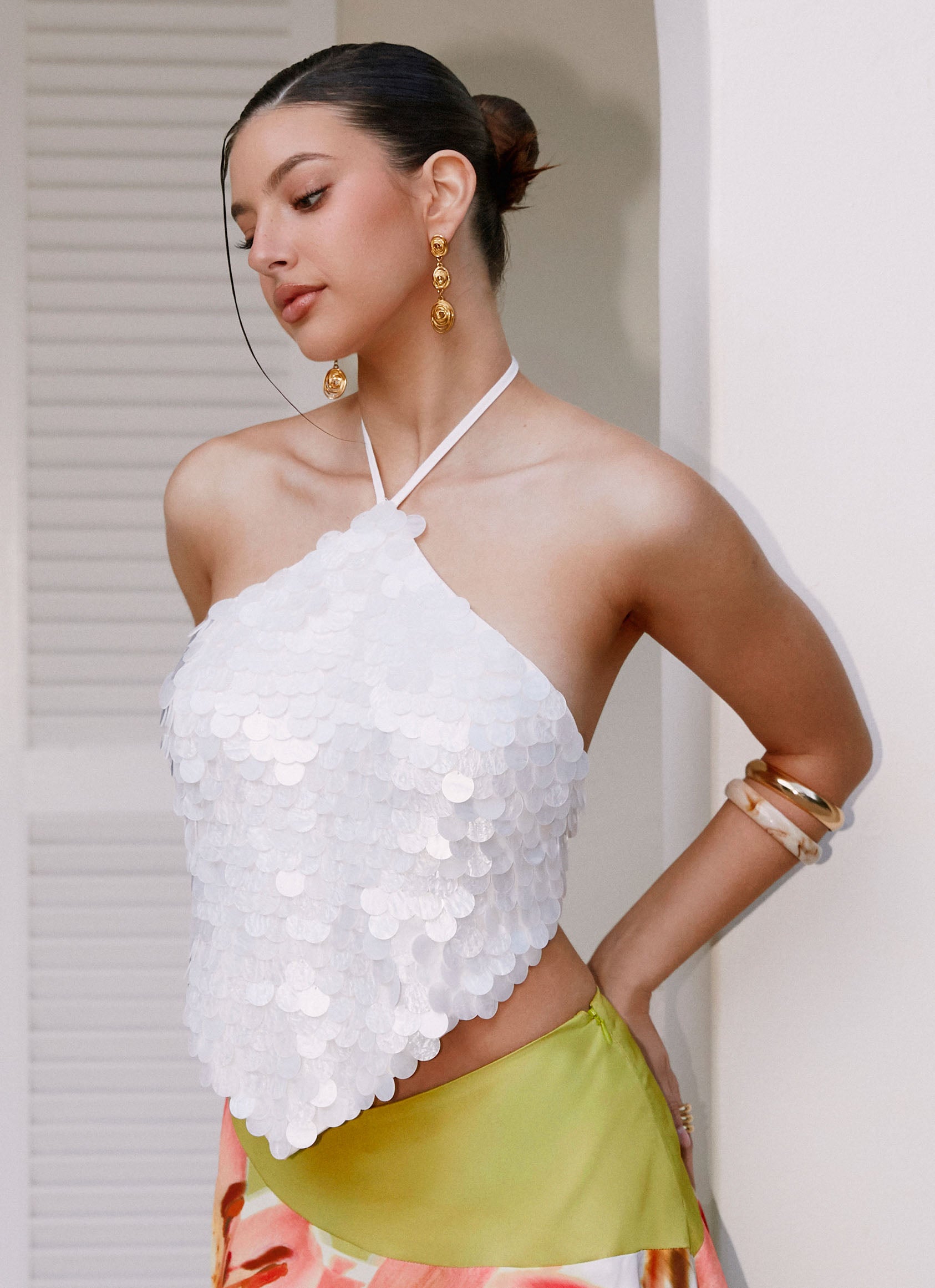 Alternative view of Tijana Beaded Halter Top - Ivory