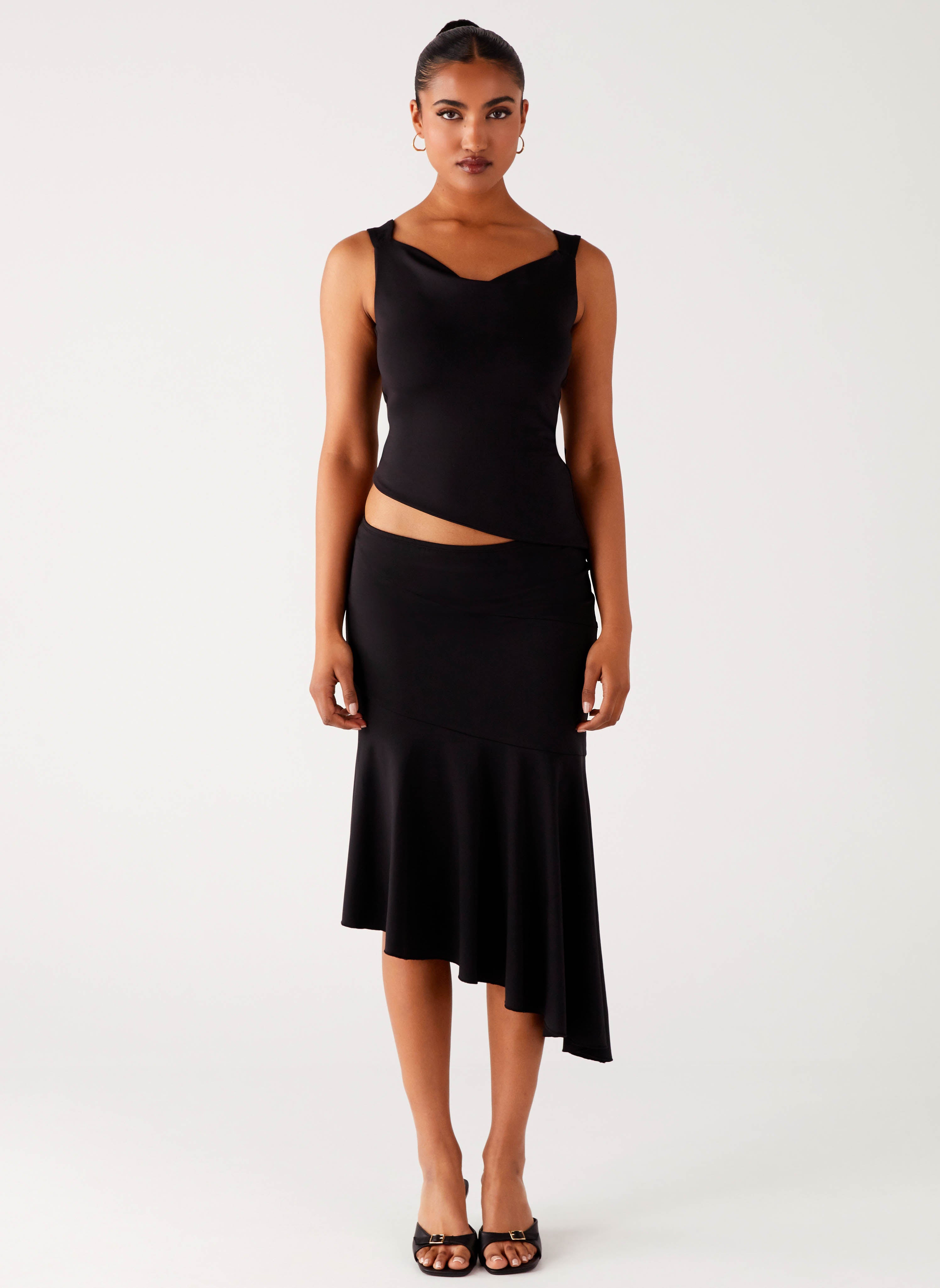 Alternative view of Wonderlust Cowl Top - Black