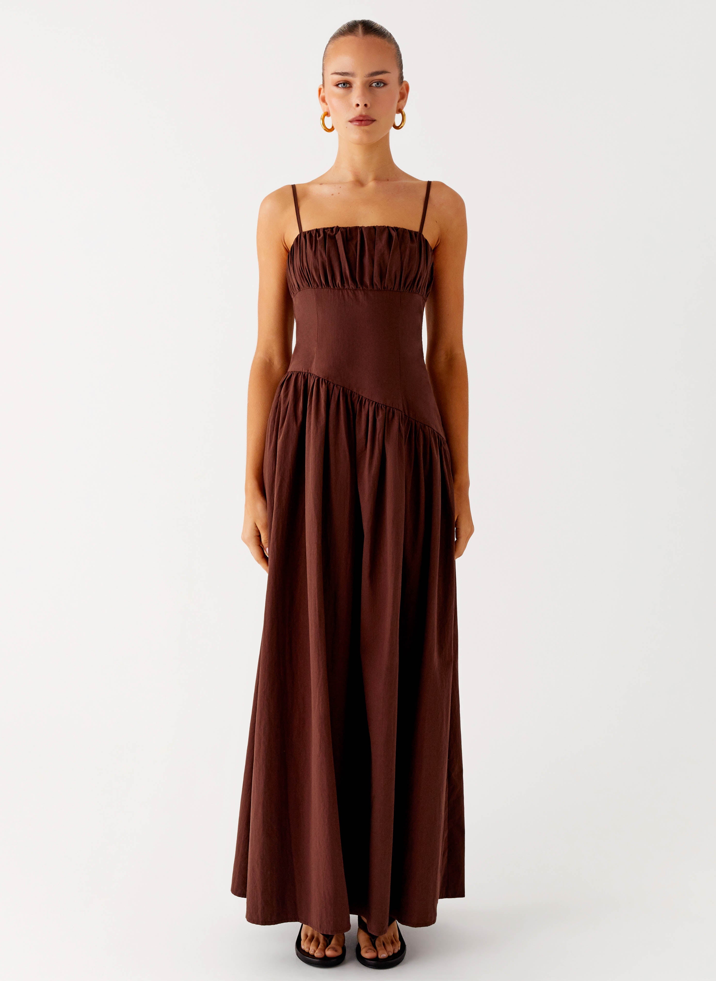 Alternative view of Yuna Drop Waist Maxi Dress - Chocolate